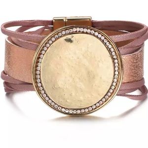 SALE!!! FLOWER CHARM LEATHER BRACELET